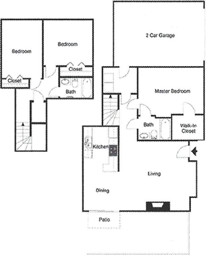 C2 - Three Bedroom / Two Bath / Patio / Garage - 1,264 Sq. Ft.*